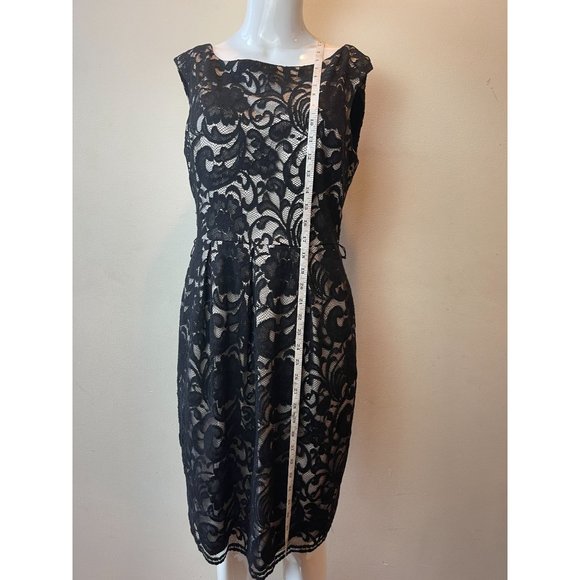 Eliza J Womens Lace Sheath Dress EJ2M2743 Back V Round Neck Black Cream Size 10 - Picture 5 of 11